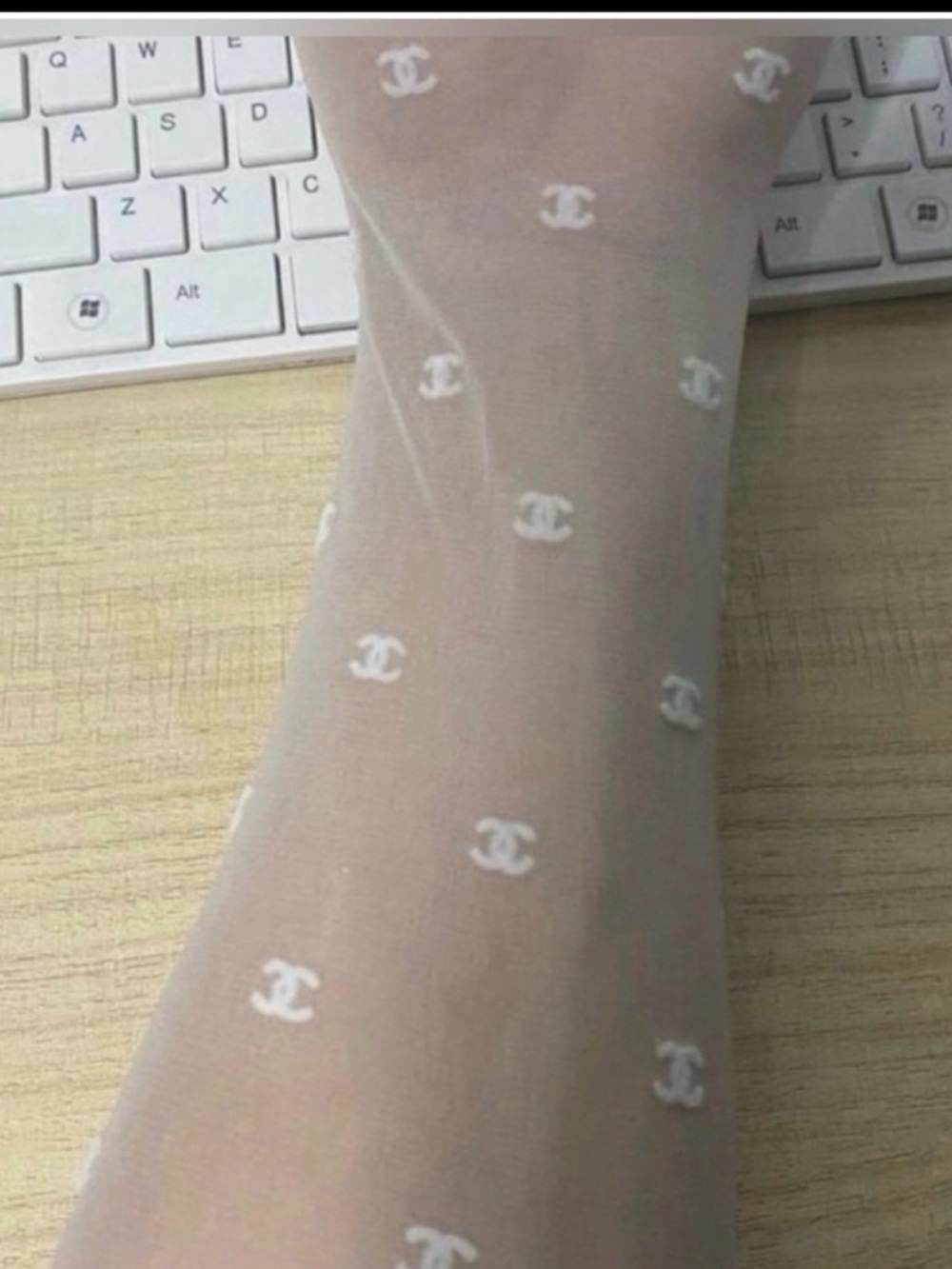 White Logo Sheer Tights - Women's Fashion Hosiery - Picture 2 of 2